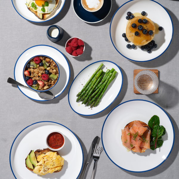 Tablekraft Core Round Coupe Plate Royal Blue Rim 225mm | Tomkin Australia