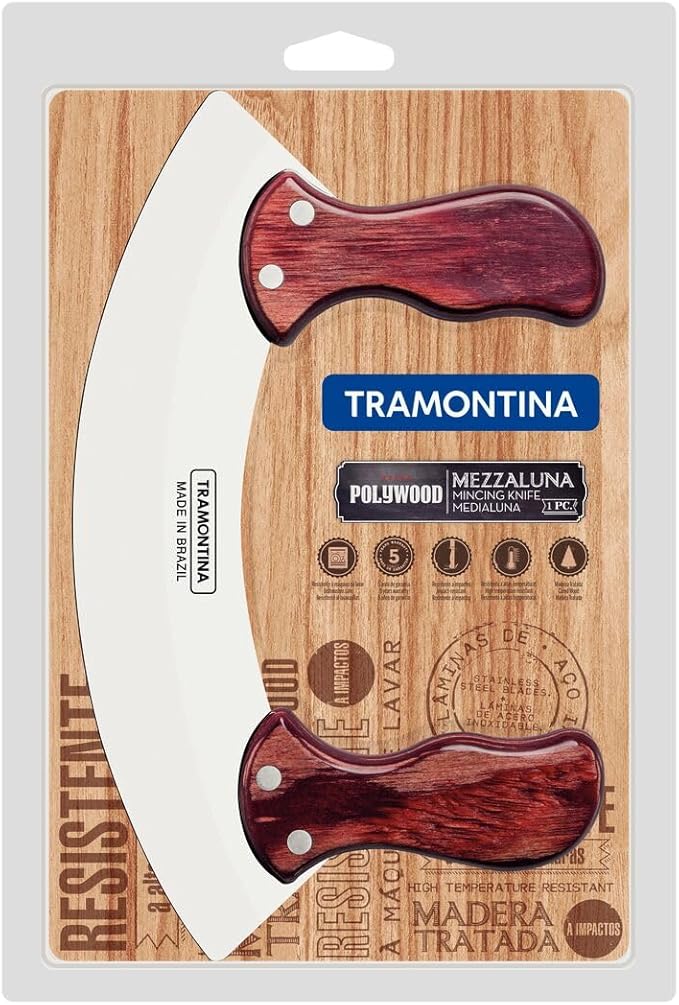 Mezzaluna Polywood Mincing Knife Red 250mm