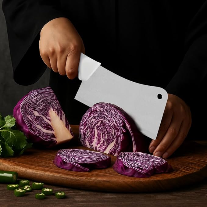 Professional Master Cleaver Curved Wide Blade White 152mm