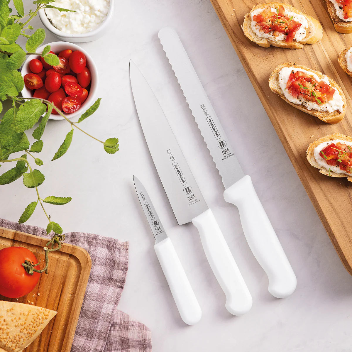 INDENT - Professional Master Serrated Ham Slicer Knife Straight Blade White 203mm
