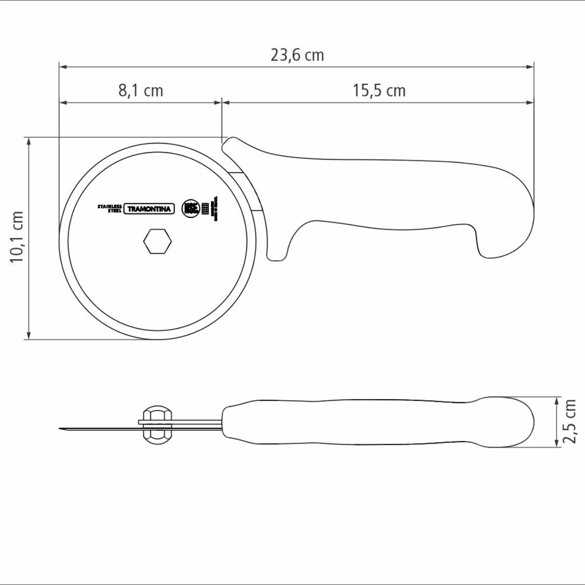 Professional Master Pizza Cutter White White 98x98x305mm