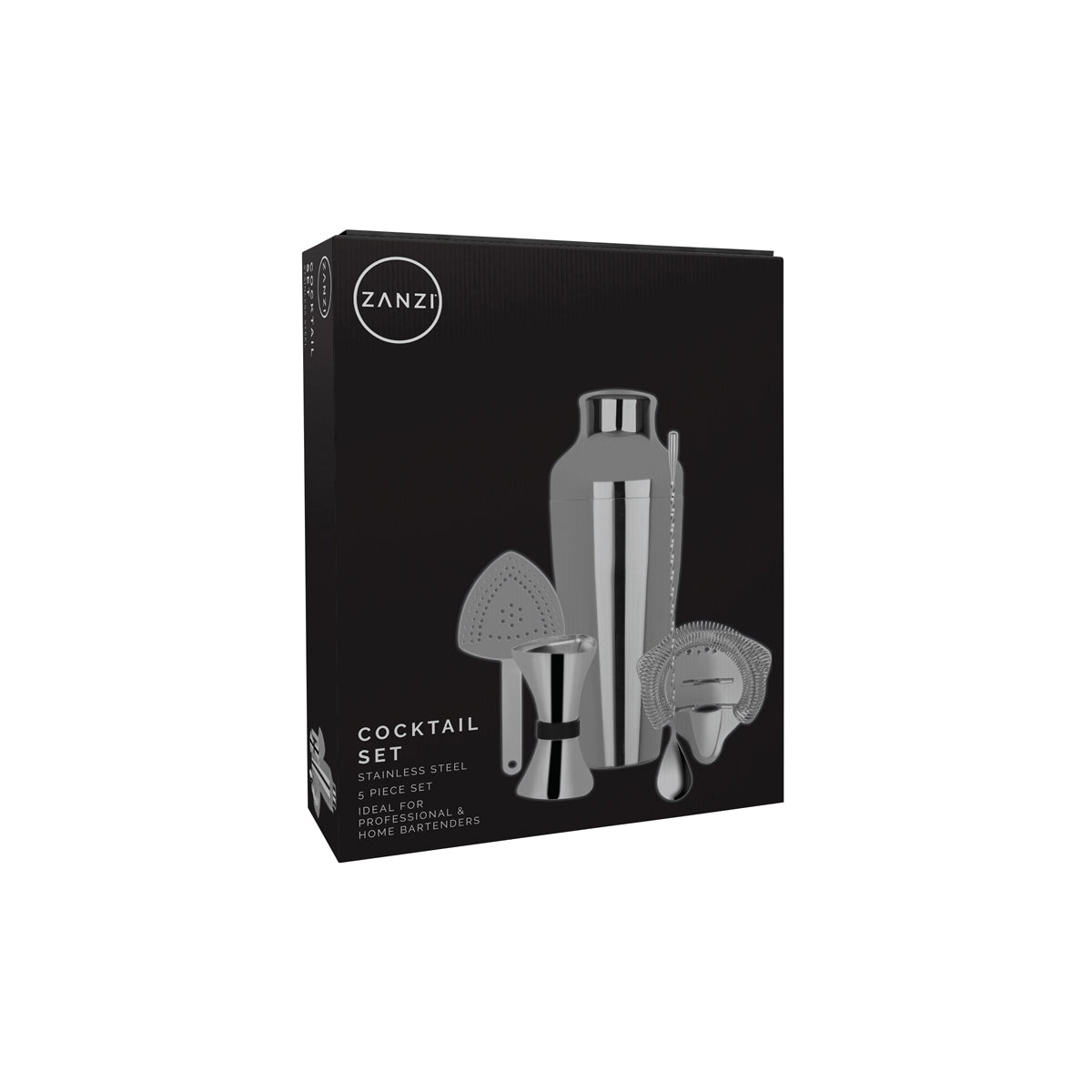 Z9012 Zanzi Cocktail Set 5pc Stainless Steel Tomkin Australia Hospitality Supplies
