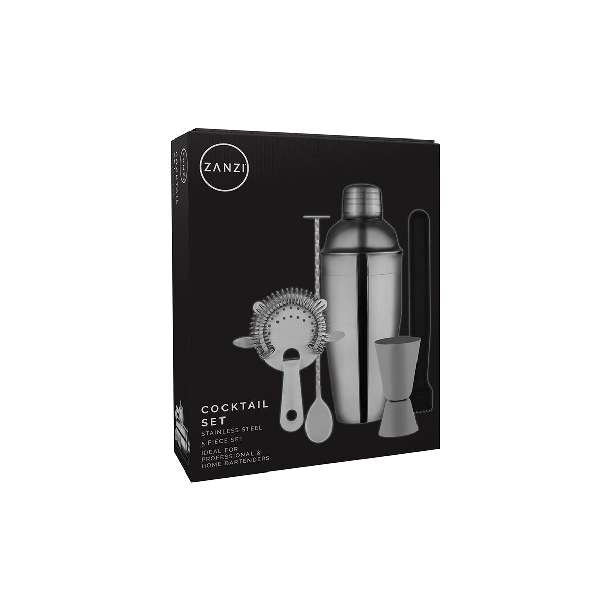 Z9018 Zanzi Cocktail Set 5pc Stainless Steel Gift Set Tomkin Australia Hospitality Supplies