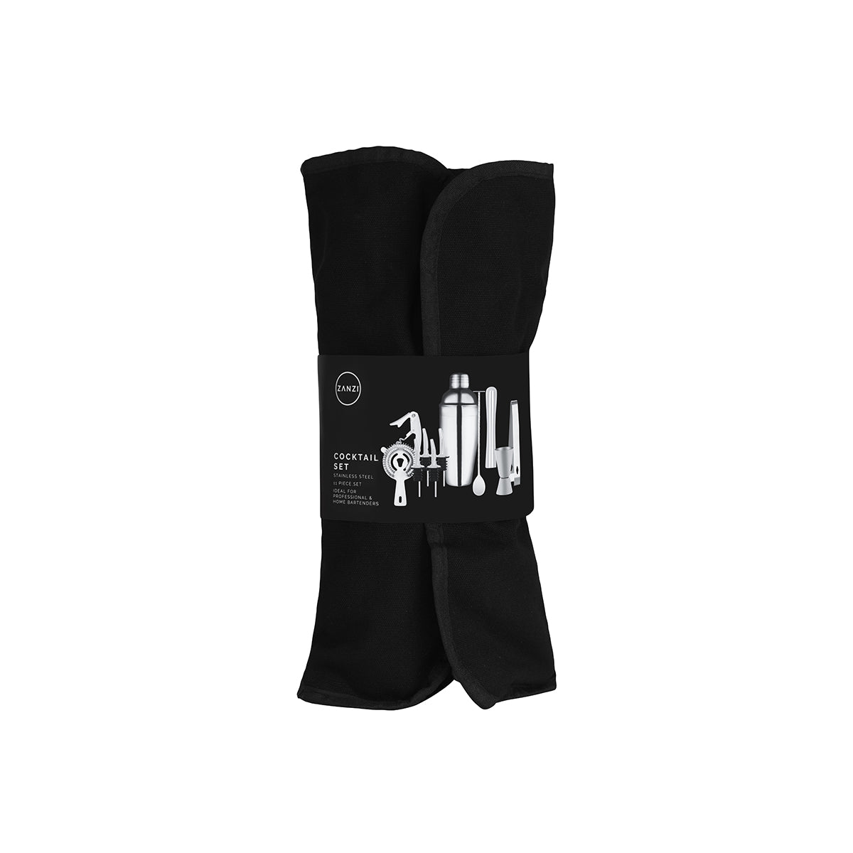 Z9022 Zanzi Cocktail Set 11pc Stainless Steel In Bartender Bag Tomkin Australia Hospitality Supplies