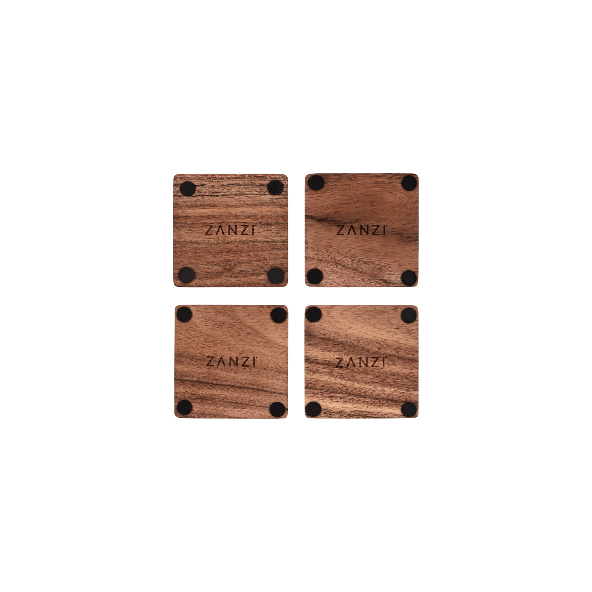 Z9030 Zanzi Square Coaster Natural Acacia 4pc Set 90x90x5mm Tomkin Australia Hospitality Supplies