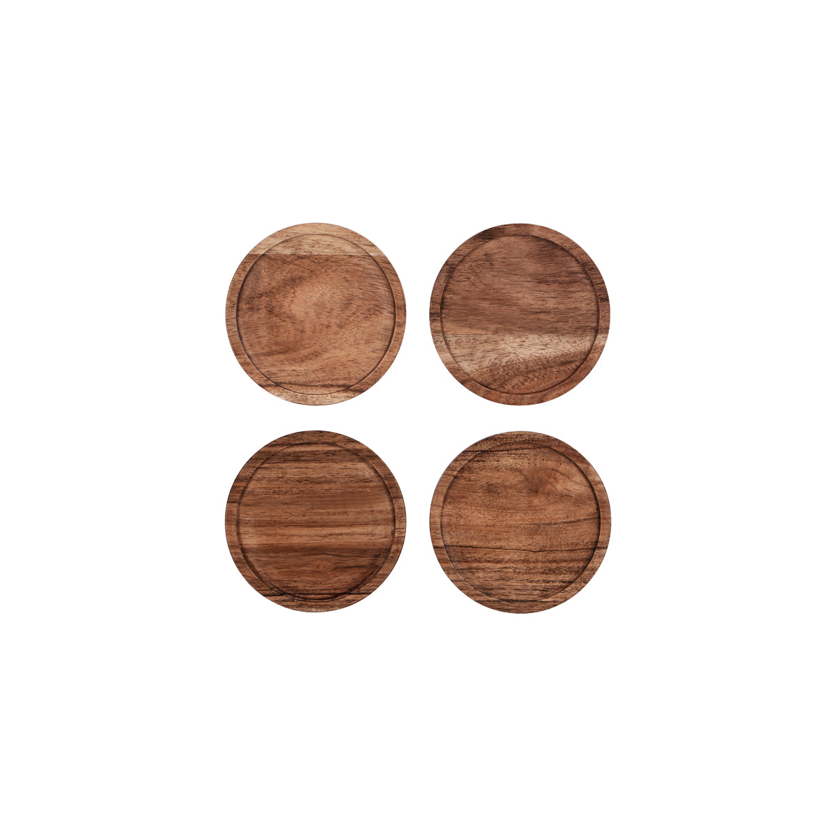 Z9031 Zanzi Round Coaster Natural Acacia 4pc Set 100x12mm Tomkin Australia Hospitality Supplies 