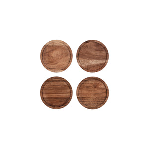 Round Coaster Natural Acacia 4pc Set 100x12mm