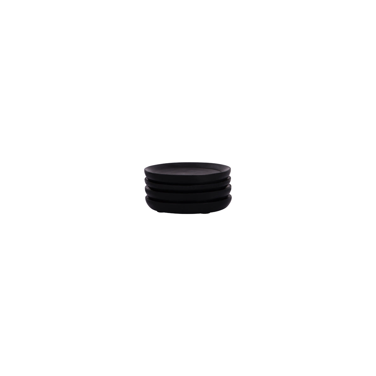 Z9032 Zanzi Round Coaster Black Marble 4pc Set 100x15mm Tomkin Australia Hospitality Supplies
