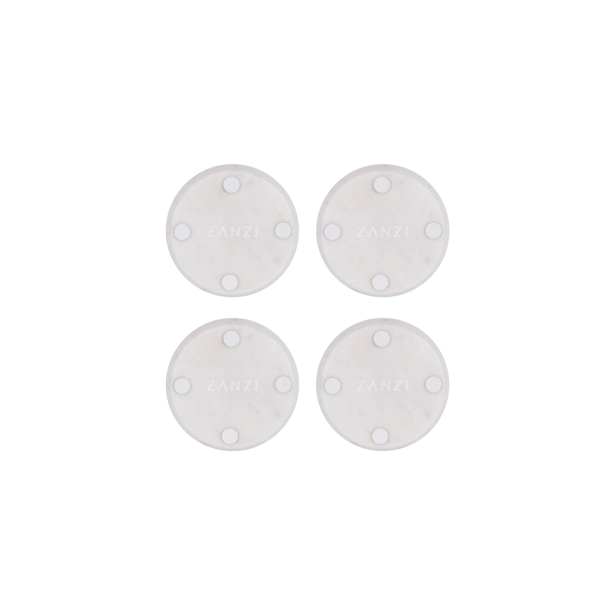 Z9034 Zanzi Round Coaster White Marble 4pc Set 100x15mm Tomkin Australia Hospitality Supplies