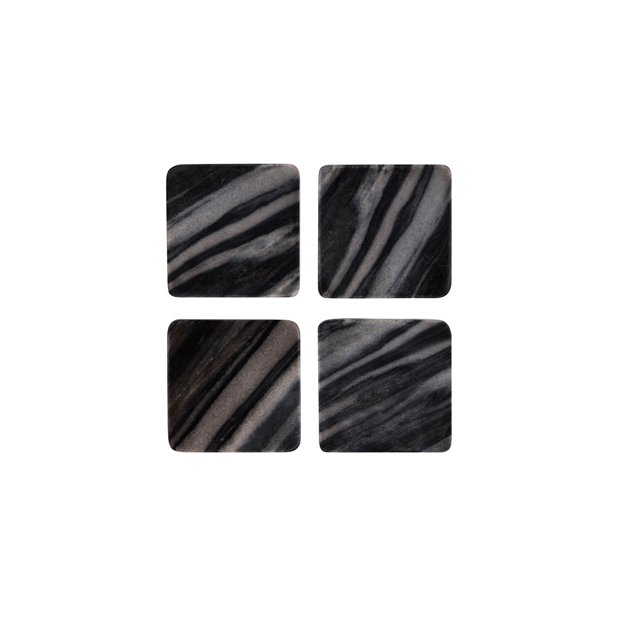 Z9038 Zanzi Square Coaster Dark Grey Marble 4pc Set 100x100x15mm Tomkin Australia Hospitality Supplies 
