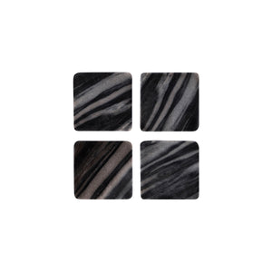 Square Coaster Dark Grey Marble 4pc Set 100x100x15mm