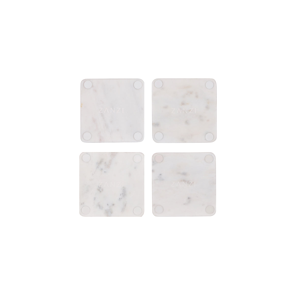Z9039 Zanzi Square Coaster White Marble 4pc Set 100x100x15mm Tomkin Australia Hospitality Supplies 