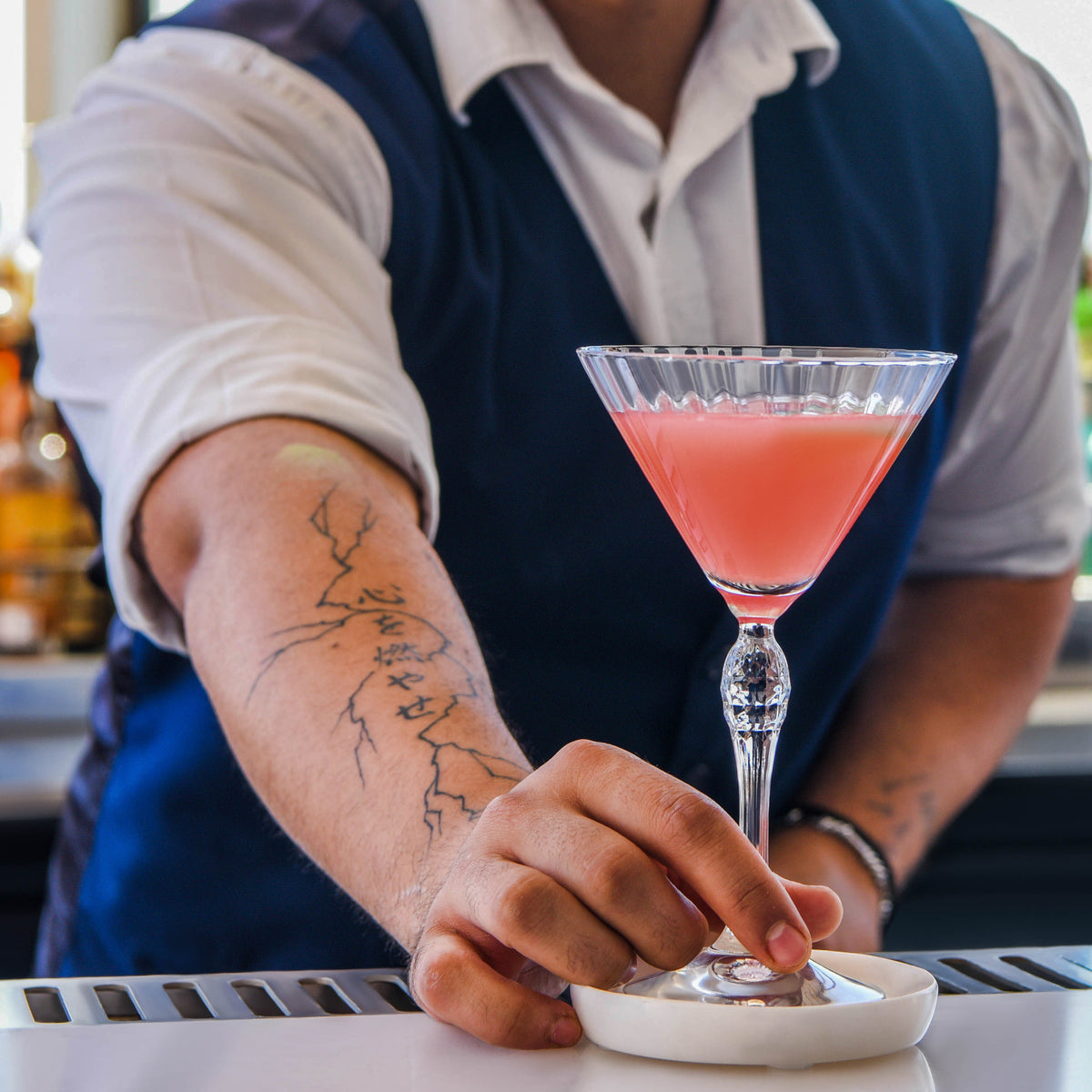 Zanzi Round Coaster White Marble 4pc Set Lifestyle Tomkin Australia Hospitality Supplies