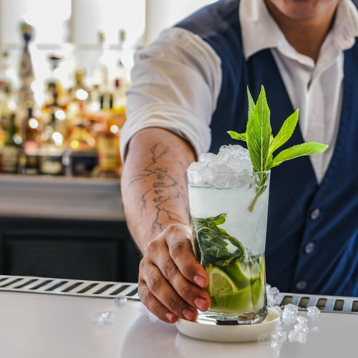 Zanzi Round Coaster White Marble 4pc Set Lifestyle Tomkin Australia Hospitality Supplies