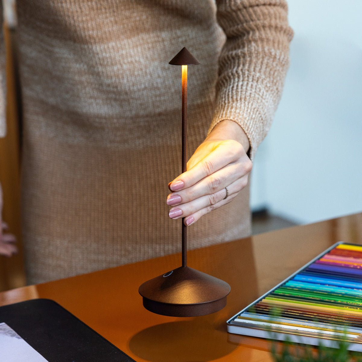 Pina Pro Painted Matt Rust LED Table Lamp