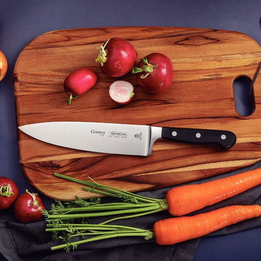 Century Chefs Knife Straight Blade with Forged Handle Black 200mm Hangsell