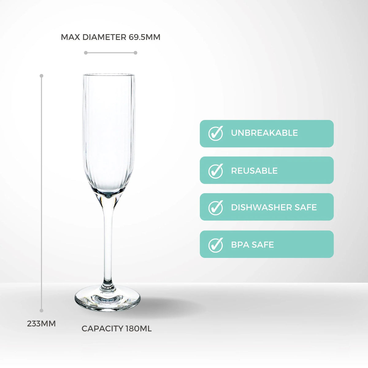 Bamboo Champagne Flute Polycarbonate 180ml