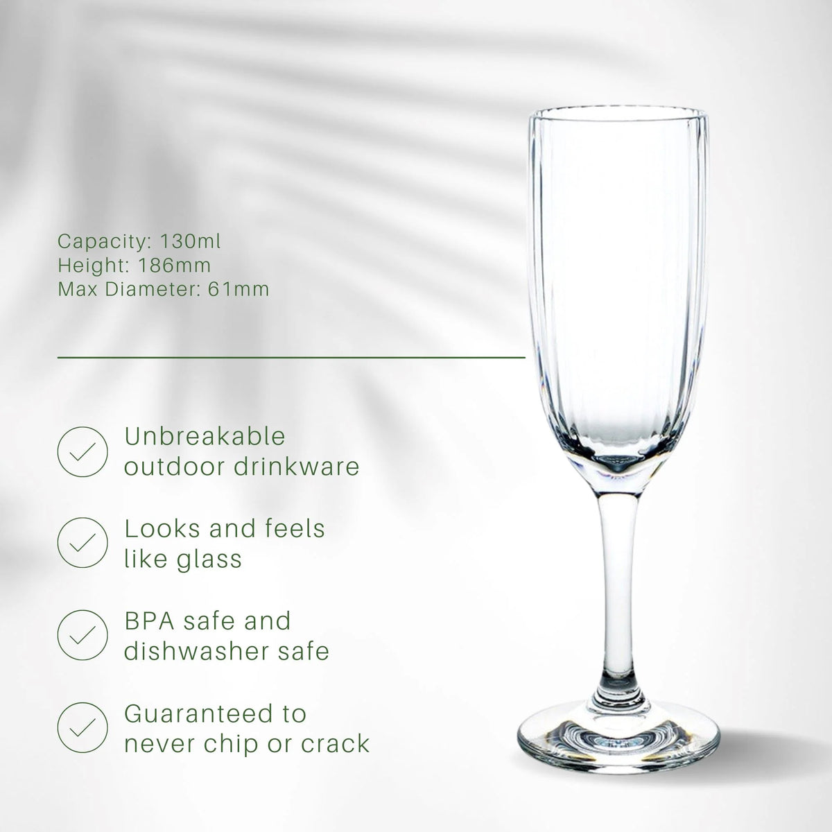 Bamboo Champagne Flute Polycarbonate 130ml