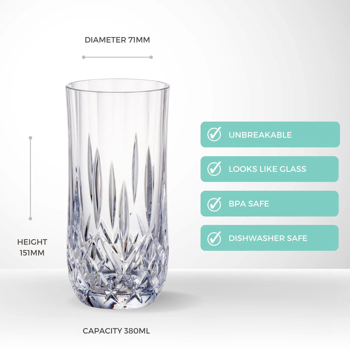 Cut Crystal Highball Polycarbonate 380ml