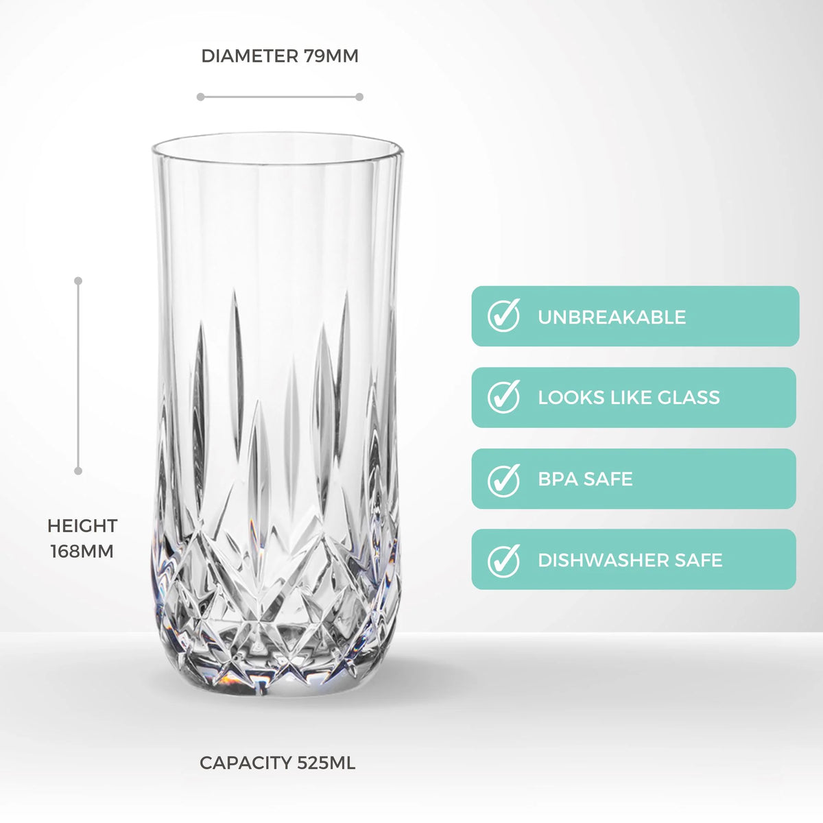 Cut Crystal Highball Polycarbonate 525ml