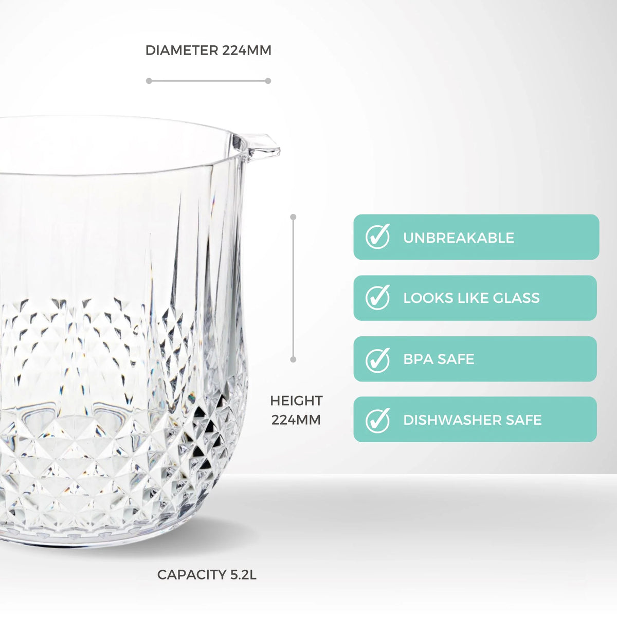 Cut Crystal Ice Bucket Polycarbonate 5.2L