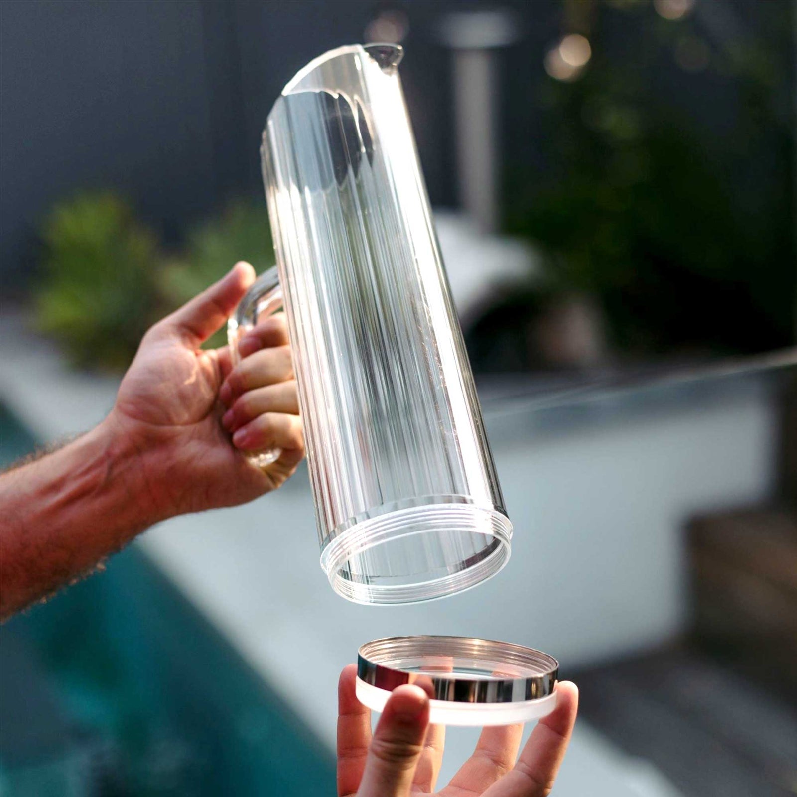 DS2019-240 D-Still Bamboo Water Pitcher W/Removal Base Polycarbonate 1.5L Tomkin Australia Hospitality Supplies