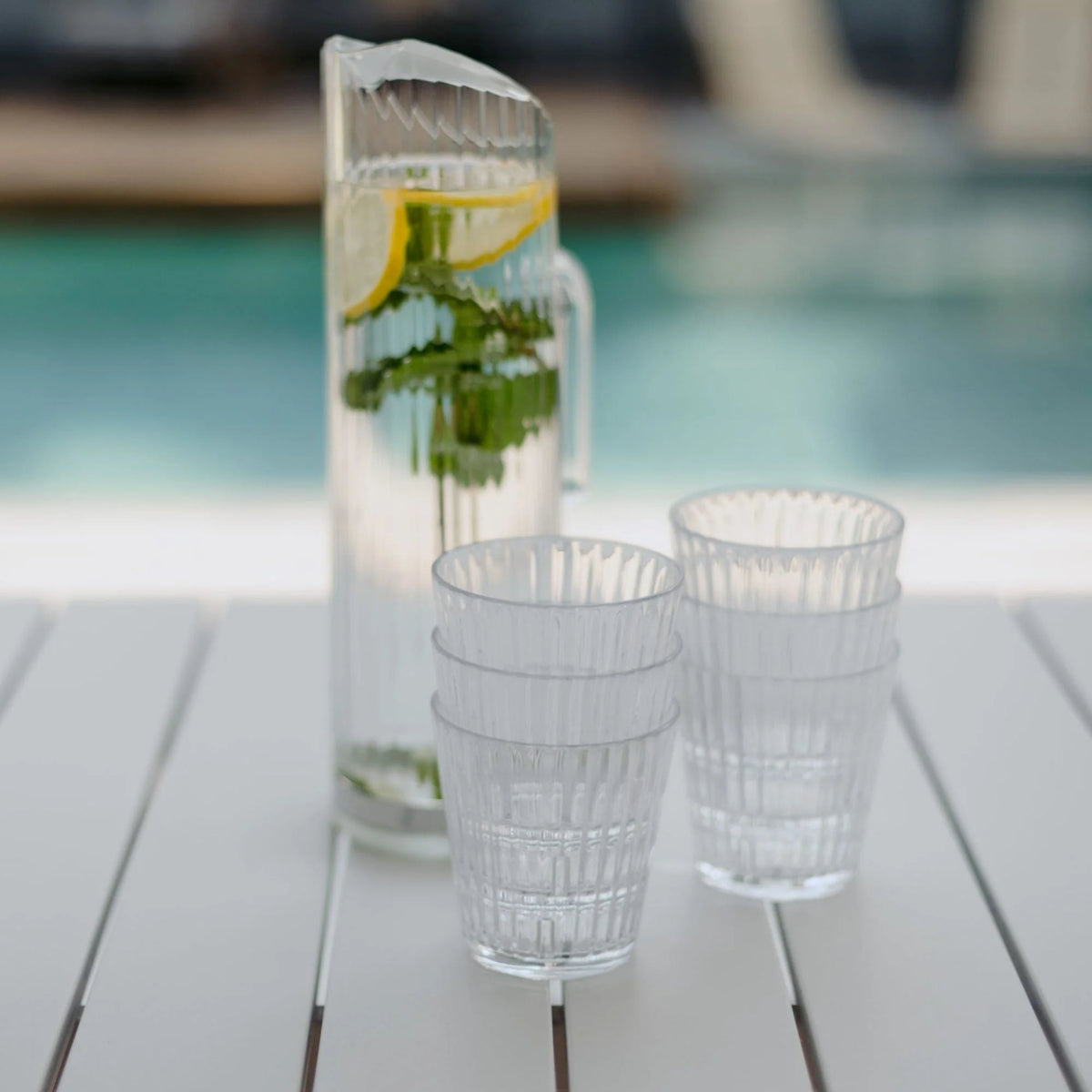 Bamboo Water Pitcher W/Removal Base Polycarbonate 1.5L