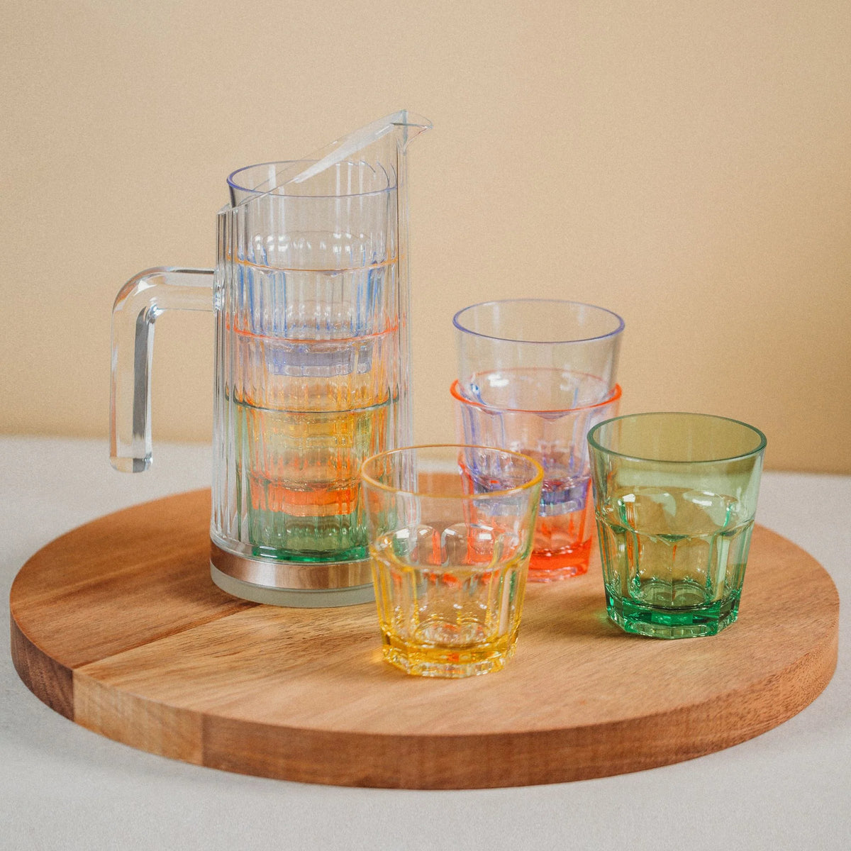 Bamboo Water Pitcher W/Removal Base Polycarbonate 1.0L