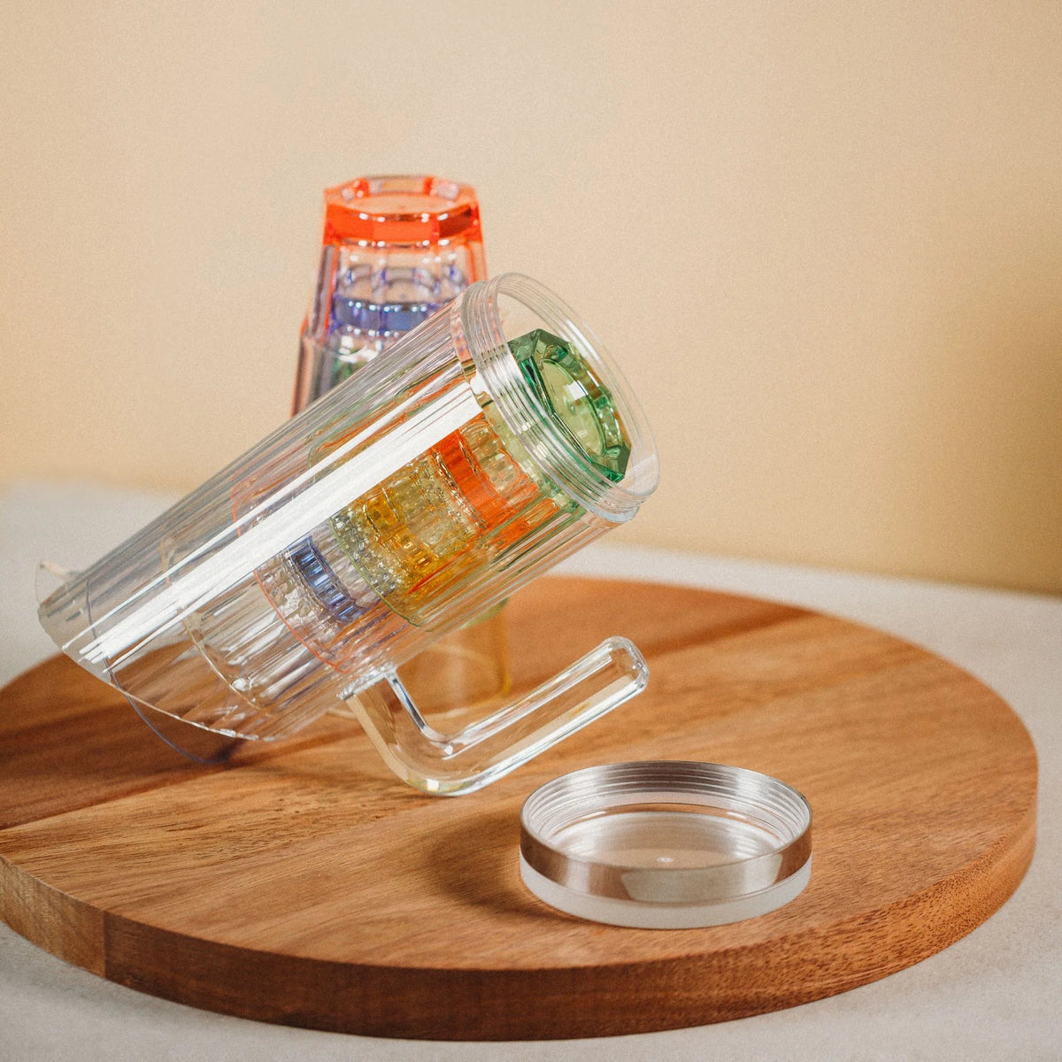 Bamboo Water Pitcher W/Removal Base Polycarbonate 1.0L