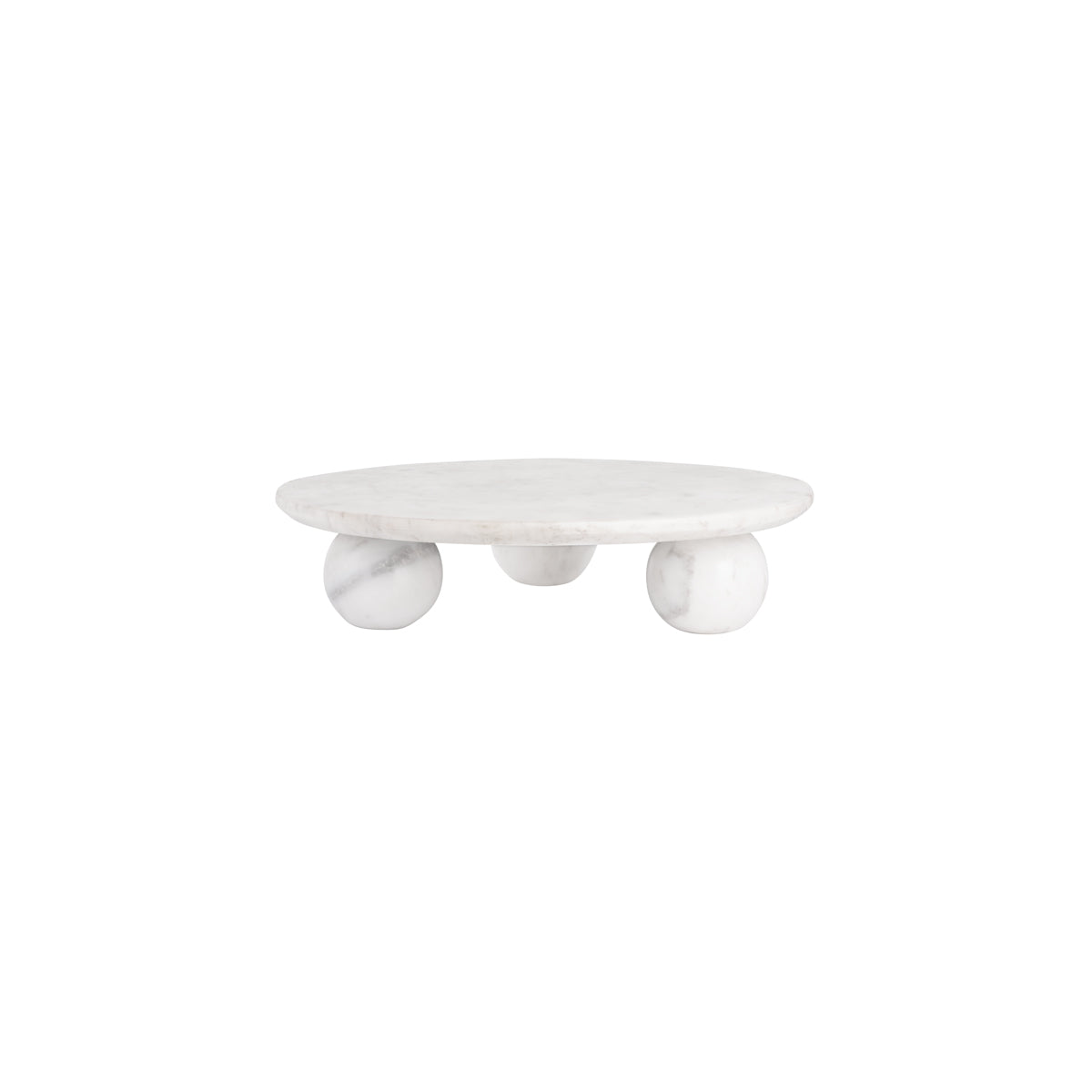 04724 Chef Inox Serve White Marble Round Board with Large Round Feet 350x85mm Tomkin Australia Hospitality Supplies