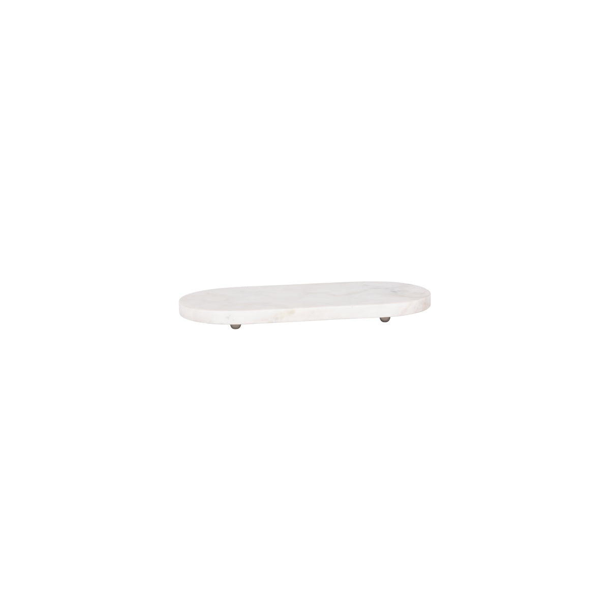 04727 Chef Inox Serve White Marble Oval Board with Small Metal Feet 365x170mm Tomkin Australia Hospitality Supplies
