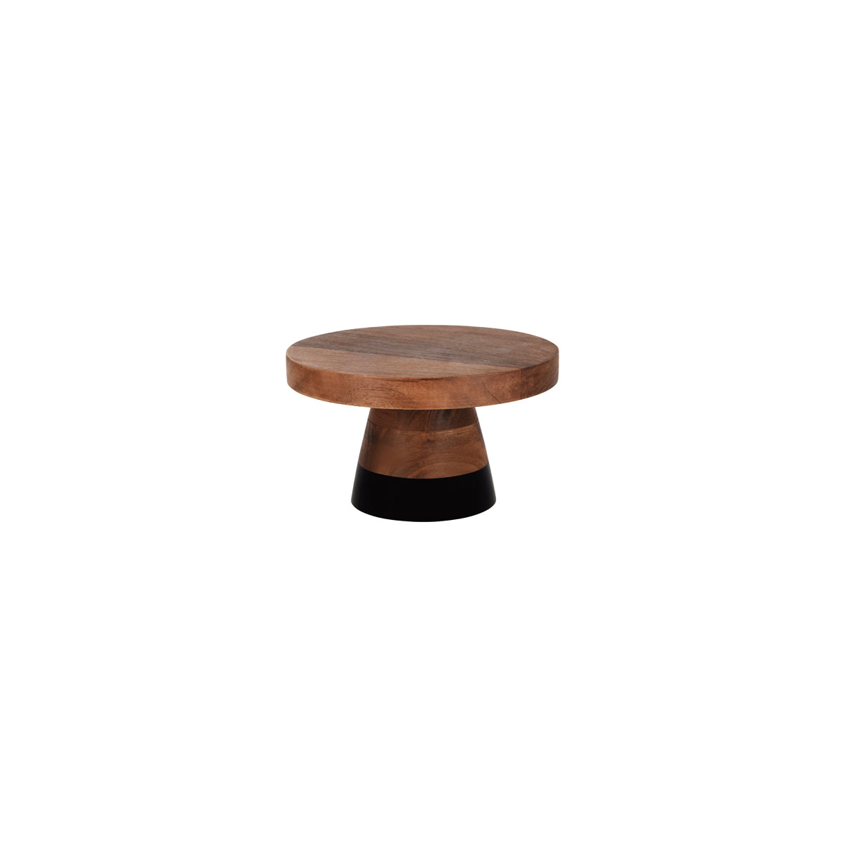 04746 Chef Inox Serve Acacia Round Cake Stand Black Boarder 230x140mm Tomkin Australia Hospitality Supplies