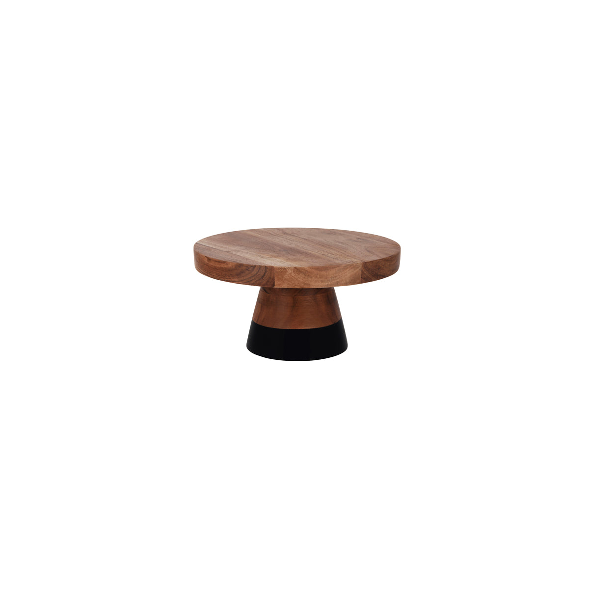 04747 Chef Inox Serve Acacia Round Cake Stand Black Boarder 250x140mm Tomkin Australia Hospitality Supplies