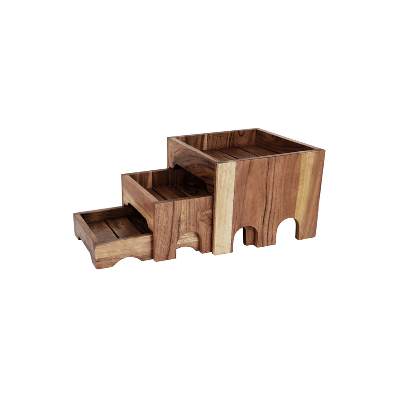 Chef Inox Serve Acacia 3-Tier Nesting Buffet Riser Set | Tomkin Australia
