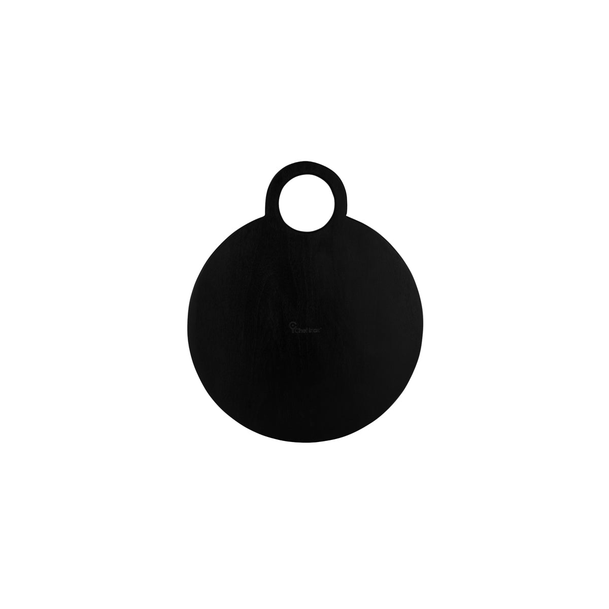 04979 Chef Inox Serve Black Acacia Round Board with Loop Handle 470x370x15mm Tomkin Australia Hospitality Supplies