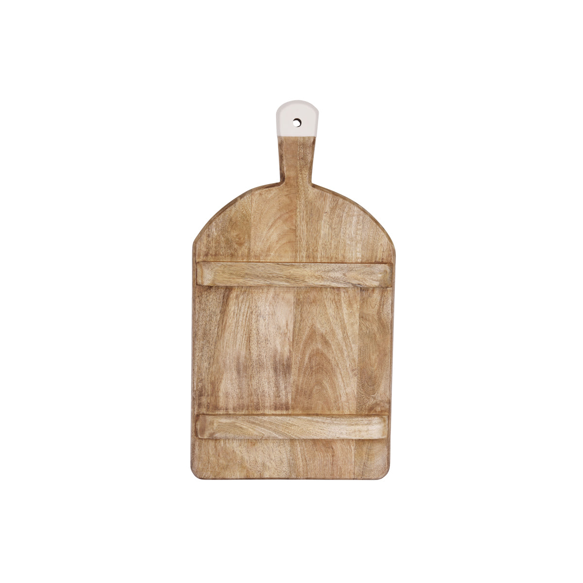 04990 Chef Inox Serve Mangowood Rectangular Serving Board with White Handle 520x280x30mm Tomkin Australia Hospitality Supplies