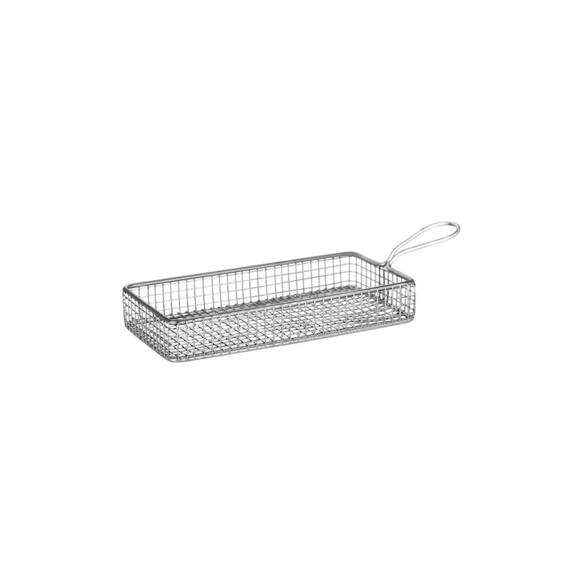 '07688 Chef Inox Wire Serving Basket Rectangular with Handle 220x100x35mm Tomkin Australia Hospitality Supplies