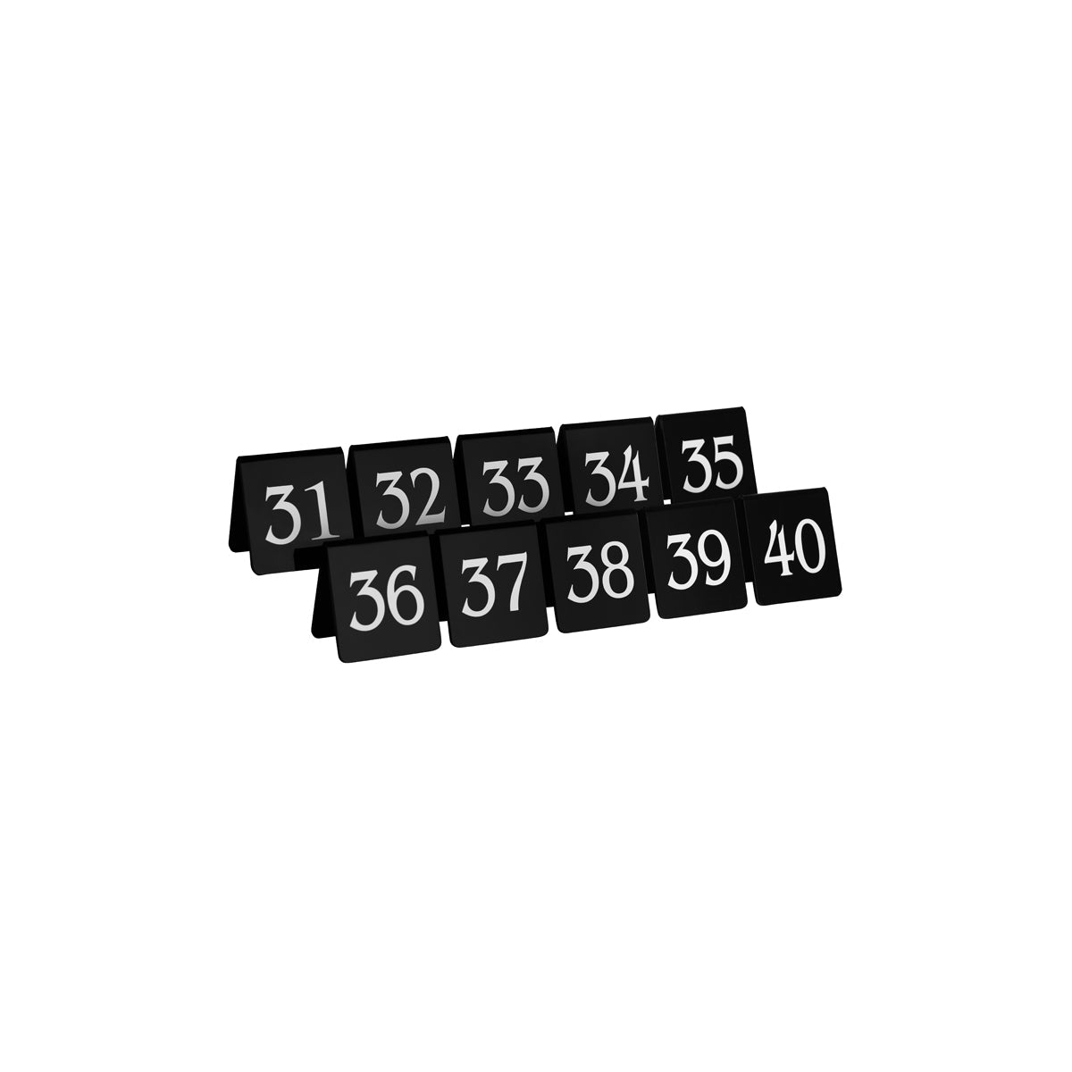 08360BS3 Chef Inox Table Number Set White On Black 31-40 50x55mm Tomkin Australia Hospitality Supplies