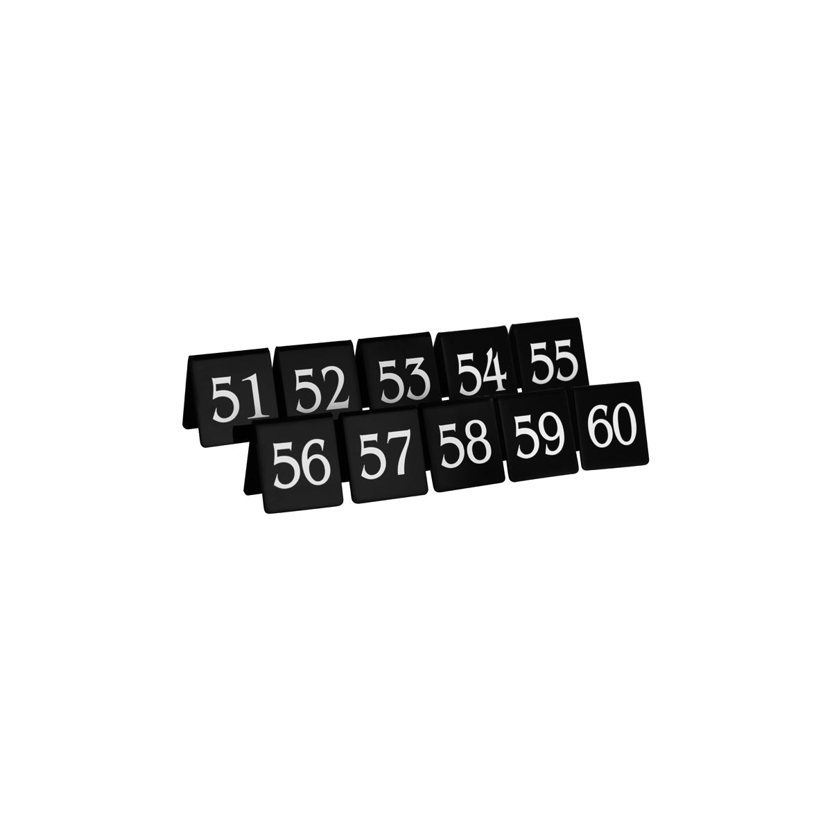 08360BS5 Chef Inox Table Number Set White On Black 51-60 50x55mm Tomkin Australia Hospitality Supplies