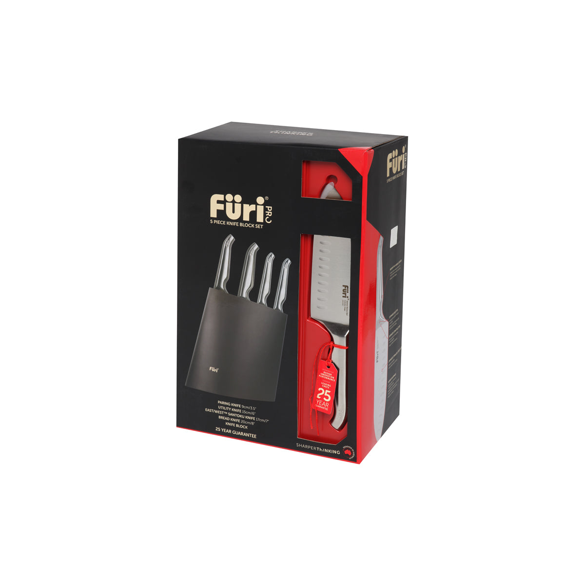27127 Furi Pro Angular Knife Block Set Black 5pc Tomkin Australia Hospitality Supplies