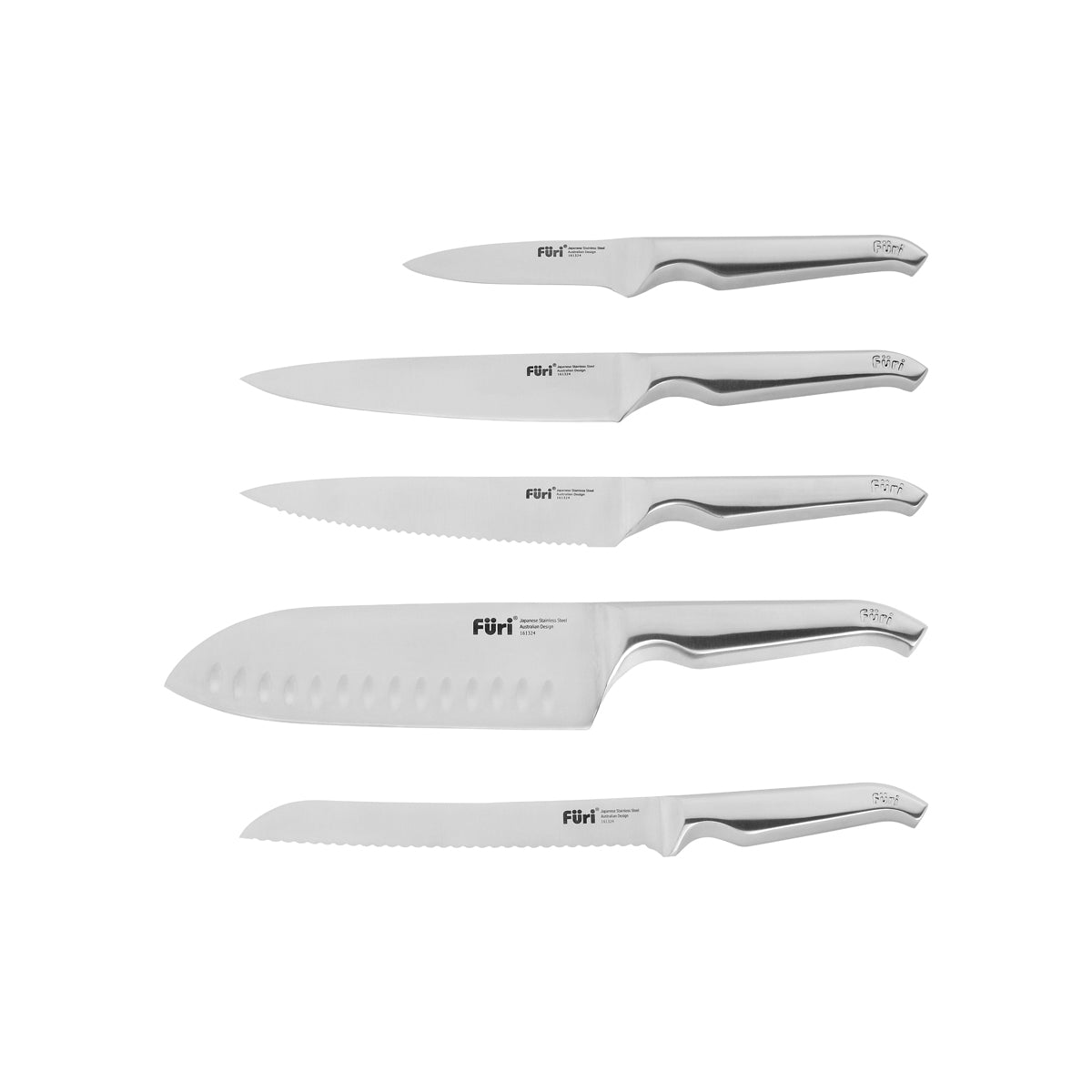 27129 Furi Pro Angular Knife Block Set Black 6pc Tomkin Australia Hospitality Supplies