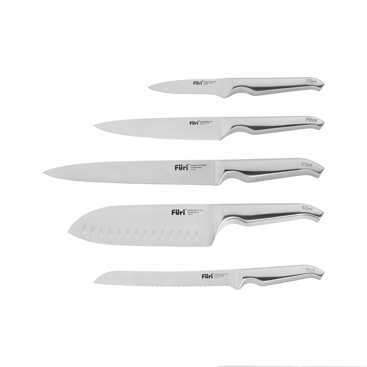 27140 Furi Pro VauLt Clear / Wood Block Set 6pc Tomkin Australia Hospitality Supplies