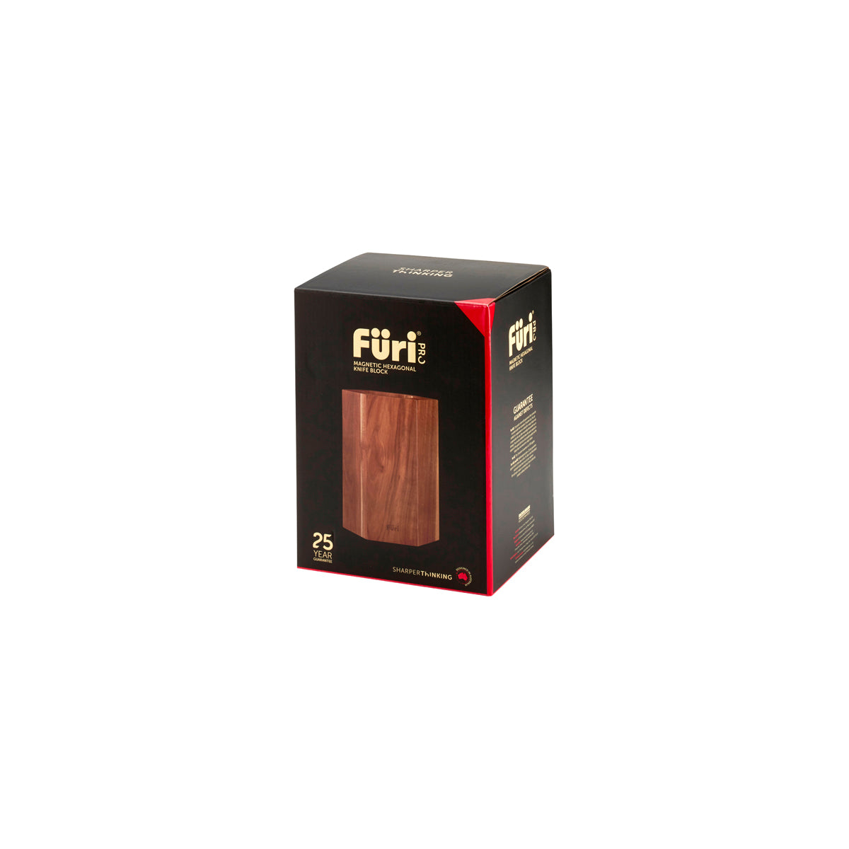 27179 Furi Pro Magnetic Hexagonal Knife Block Acacia Wood Tomkin Australia Hospitality Supplies