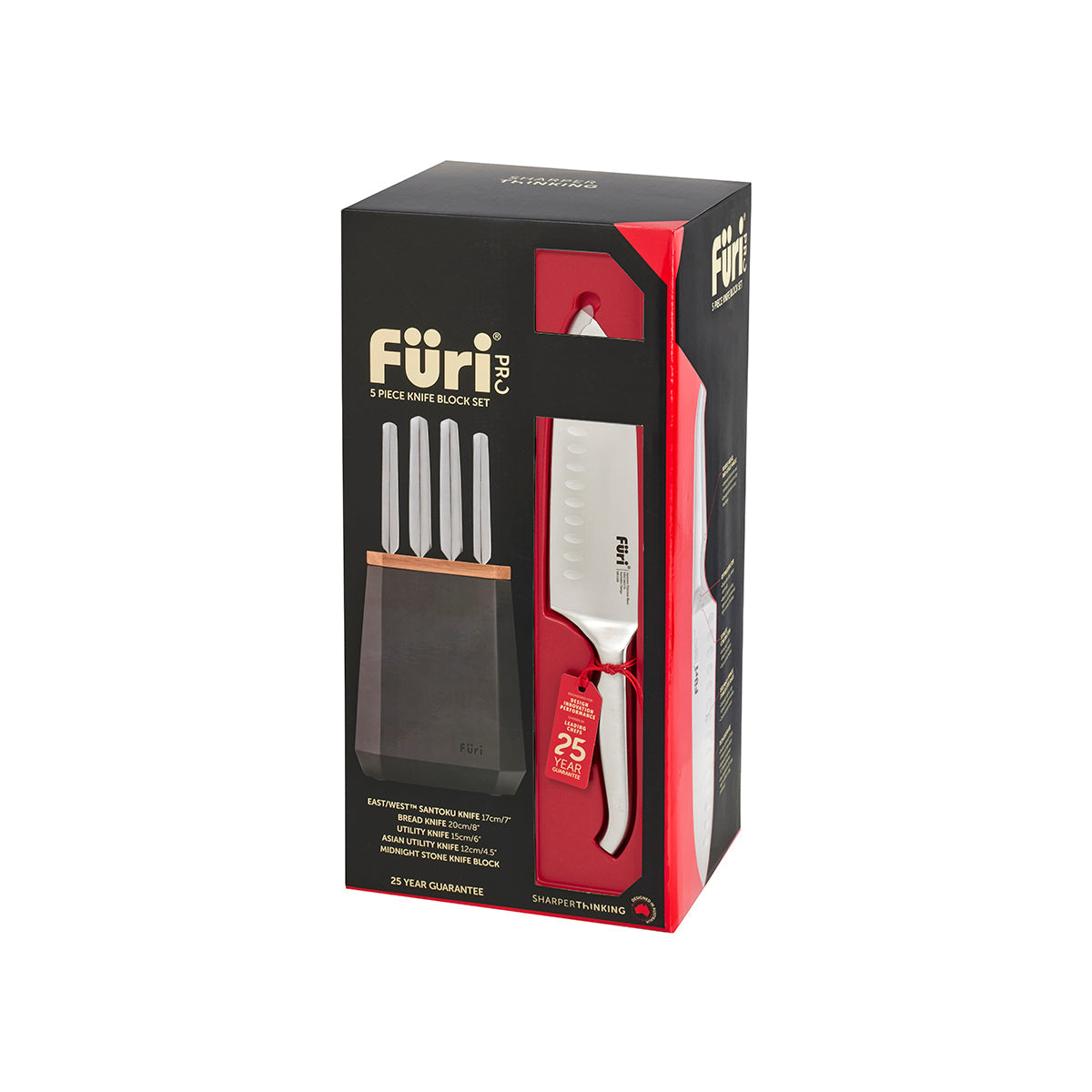 27260 Furi Pro Stone Midnight Knife Block Set 5pc Tomkin Australia Hospitality Supplies