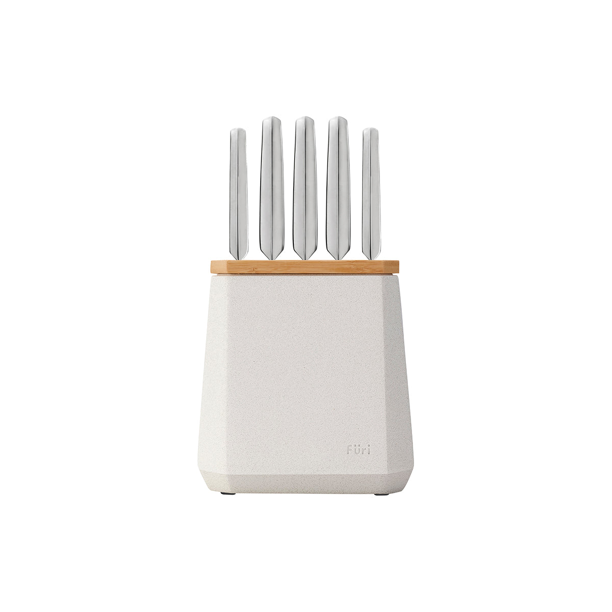 27268 Furi Pro Stone Snow Terrazo Knife Block Set 6pc Tomkin Australia Hospitality Supplies