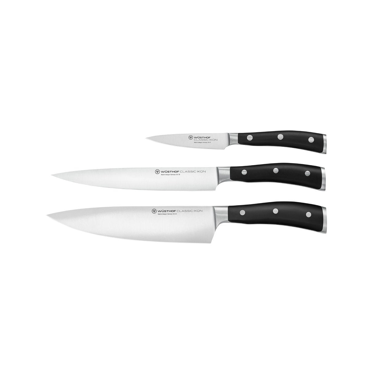 28020 Wusthof Classic Ikon Black Knife Set 3pc Tomkin Australia Hospitality Supplies