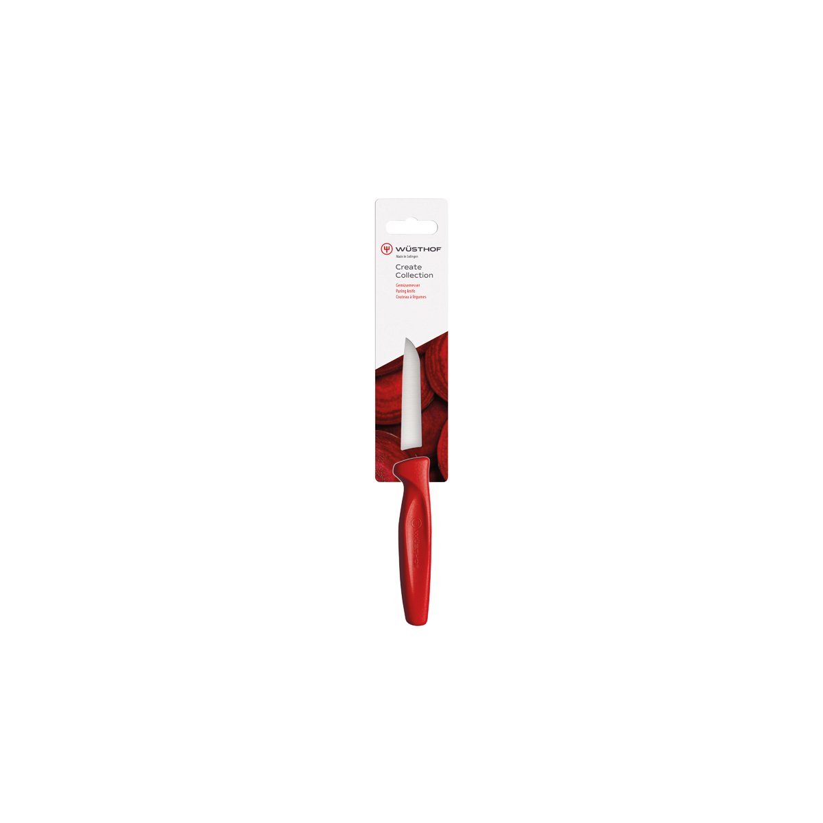 28483 Wusthof Create Bullnose Paring Knife Red Handle 80mm Tomkin Australia Hospitality Supplies