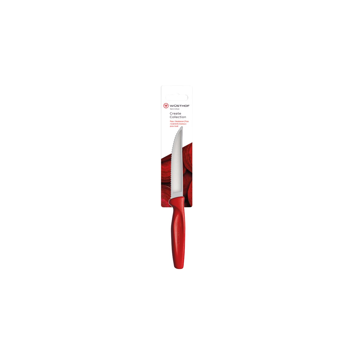 28485 Wusthof Create Steak Knife Red Handle 100mm Tomkin Australia Hospitality Supplies