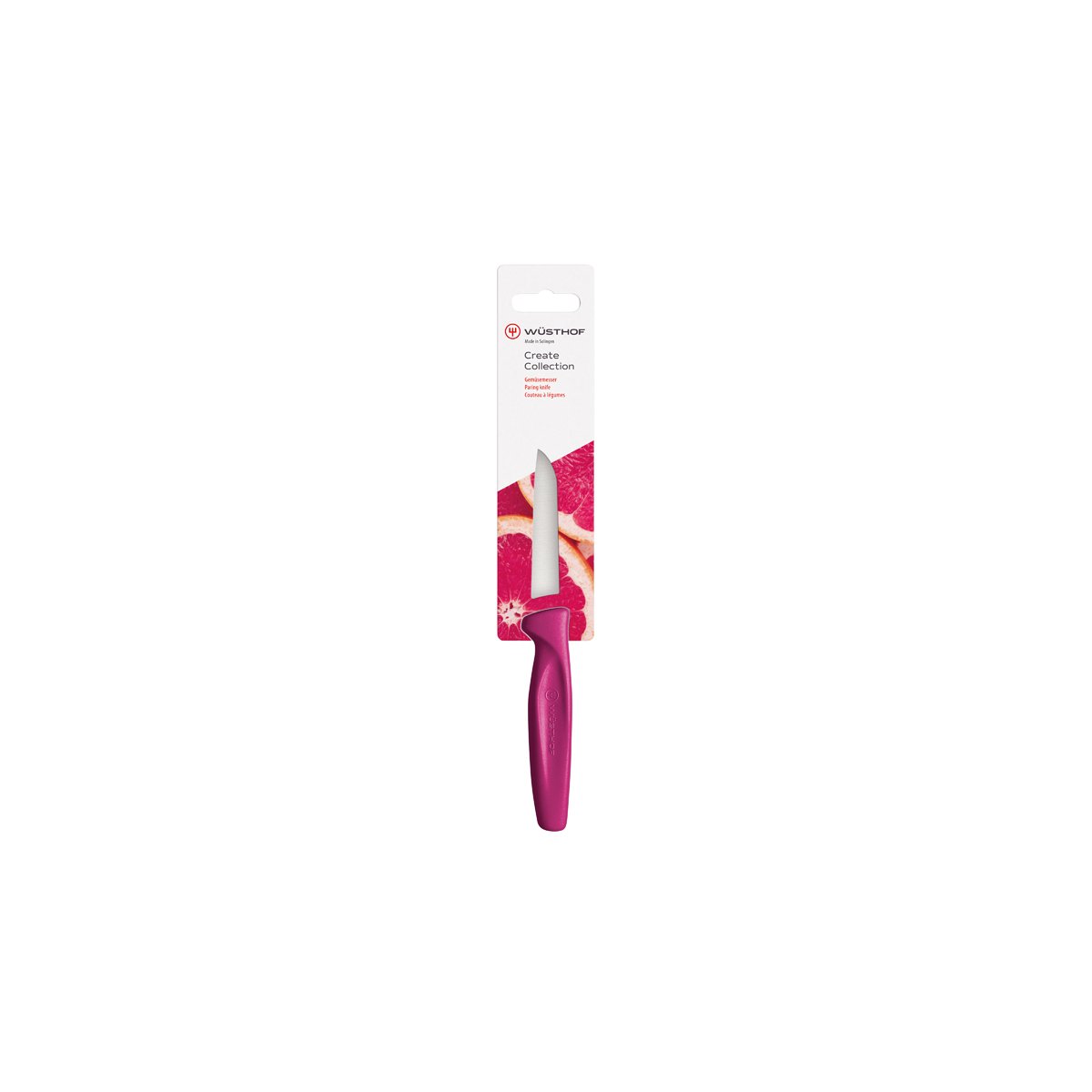 28488 Wusthof Create Bullnose Paring Knife Magenta Handle 80mm Tomkin Australia Hospitality Supplies