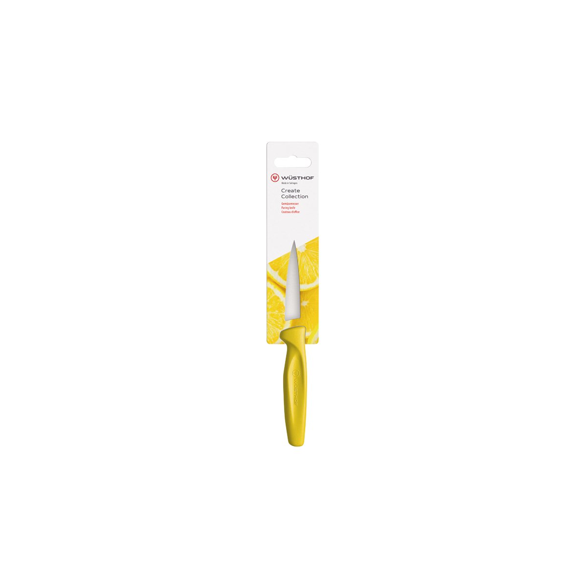 28495 Wusthof Create Paring Knife Yellow Handle 80mm Tomkin Australia Hospitality Supplies